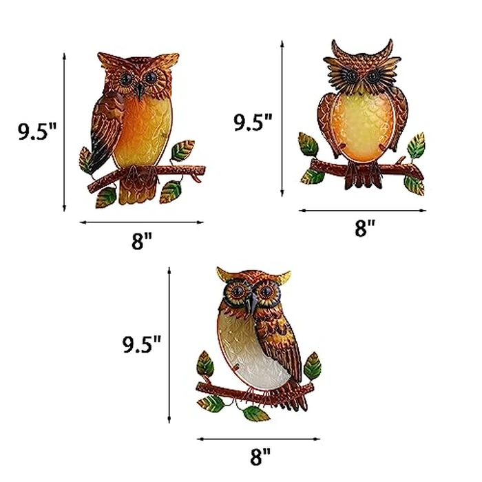 J-Fly Owl Decorative Metal Wall Art Owl Outdoor Decorative Metal Bird Wall Art Exquisite Valentine Decoration Gifts For Garden Patio Porch Bedroom Kitchen Lover Gift 9 Inch Set Of 3 by J-Fly - Image 4