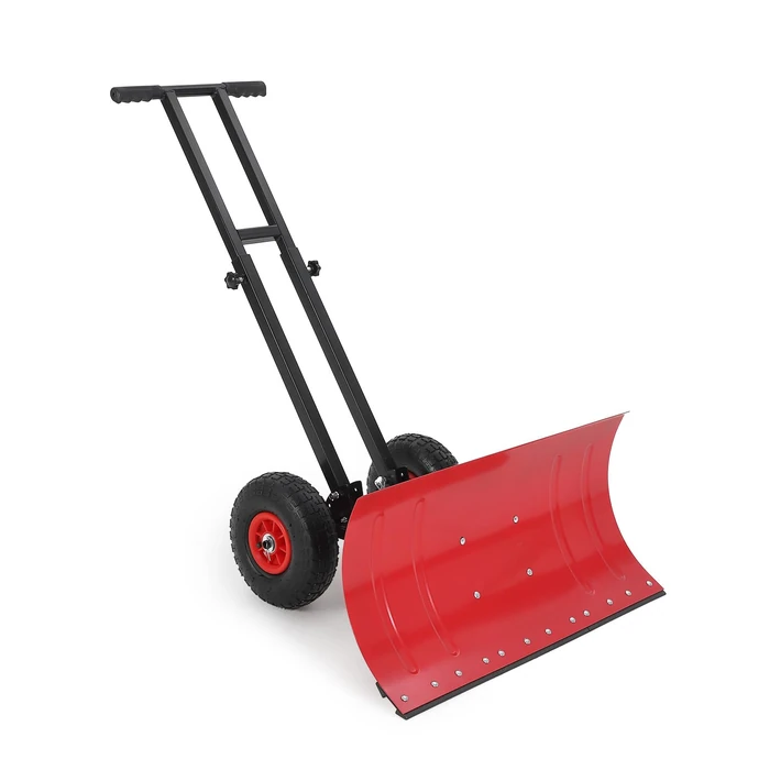 Garvee Snow Shovel with Wheels, 5-Position Angled Blade & Rubber Wheels, Heavy-Duty Back Saver Steel Snow Plow for Driveways, Sidewalks & Doorways, Double Rod, 29" W X 14" H, Red & Black by Garvee - Used - Very Good condition