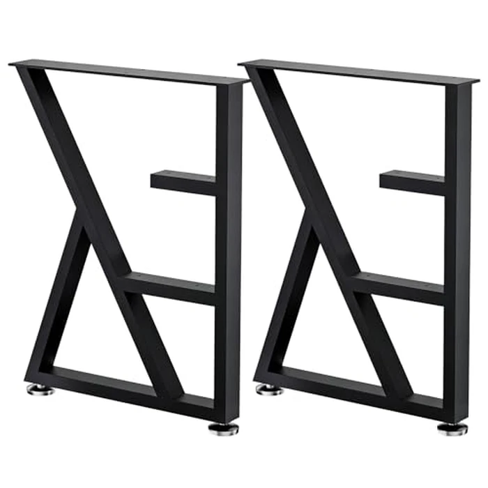 SNYXXOZ Table Legs 28”H x 20”W Heavy Duty Metal Furniture Legs K Shape for Dining Table Kitchen Table Office Desk Table Base Replacement with Adjustable Feet Pads Screws 1000 LBS Load Black Set of 2 by SNYXXOZ - Used - Like New condition - US$75.99