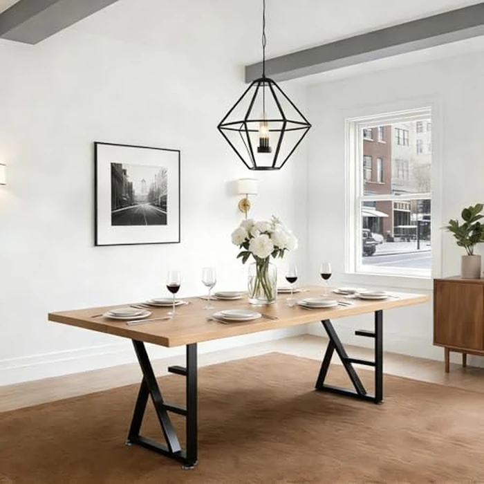 SNYXXOZ Table Legs 28”H x 20”W Heavy Duty Metal Furniture Legs K Shape for Dining Table Kitchen Table Office Desk Table Base Replacement with Adjustable Feet Pads Screws 1000 LBS Load Black Set of 2 by SNYXXOZ - Image 4