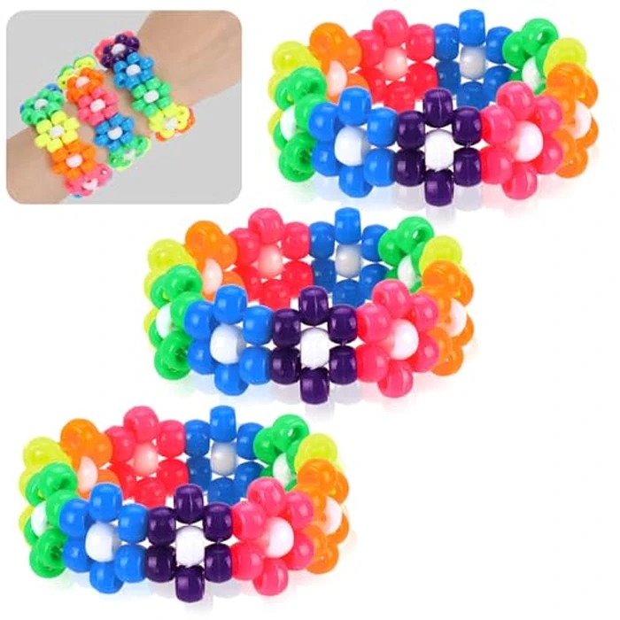 3 Pcs Flower Kandi Bracelets Neon Colored Stretch Rave Candy Bracelets Multi Color Beaded Flower Kandi Cuff Rave Accessories Jewelry Music Party Favor for Women Friends EDM Party Music Festival by SMAODSGN - Used - Like New condition - US$5.09