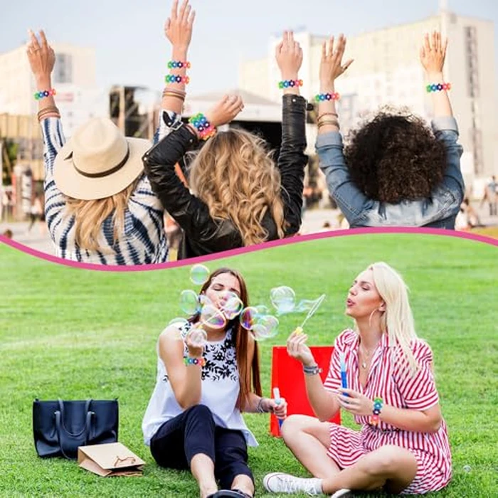 3 Pcs Flower Kandi Bracelets Neon Colored Stretch Rave Candy Bracelets Multi Color Beaded Flower Kandi Cuff Rave Accessories Jewelry Music Party Favor for Women Friends EDM Party Music Festival by SMAODSGN - Image 5