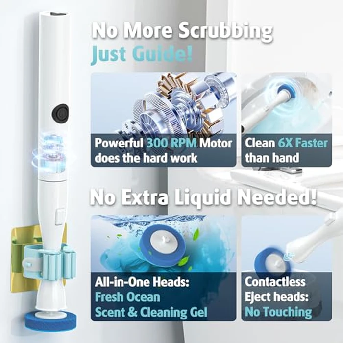 AIR U+ Hands-Free Electric Toilet Brush for Seniors & Busy Households - No Bending, Effortless Clean with Disposable Heads & Holder Set by AIR U+ - Image 3