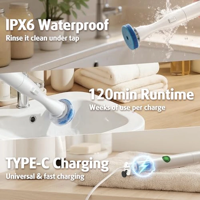 AIR U+ Hands-Free Electric Toilet Brush for Seniors & Busy Households - No Bending, Effortless Clean with Disposable Heads & Holder Set by AIR U+ - Image 4