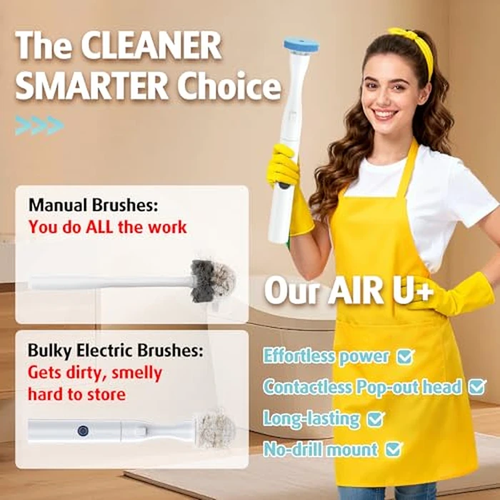 AIR U+ Hands-Free Electric Toilet Brush for Seniors & Busy Households - No Bending, Effortless Clean with Disposable Heads & Holder Set by AIR U+ - Image 5