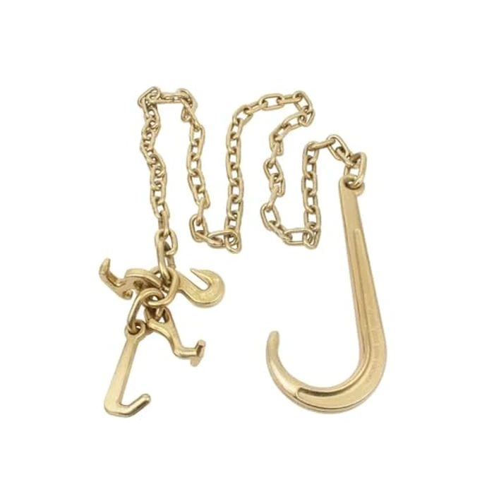 Mytee Products 2 Pack 5/16" x6' Leg G70 15" Long Shank J Hook Tow Chain w/RTJ Cluster Hook & Grab Hook - 4700 lbs WLL Heavy Duty Transport Truck Chain for Car Wrecker Recovery - Towing Equipment by Mytee Products - Image 2