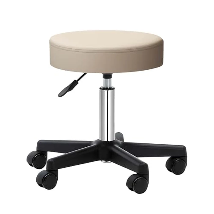 GEN'C BÉAUTY Salon Stool Height Adjustable Rolling Stool Task Chair Stool for Drafting Guitar Lab Tattoo Workbench Medical (Beige) by GEN'C BÉAUTY - Used - Very Good condition - CA$38.50