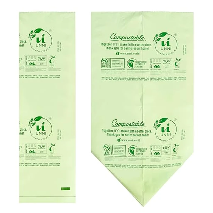 UNNI Compostable Trash Bags, 2.6 Gallon / 9.84 Liter, 200 Count, Extra Thick 0.71 Mil Small Kitchen Food Scrap Bin Liners, Certified by BPI, CMA & OK compost HOME, Meets the ASTM D6400 Standard by UNNI - Image 2