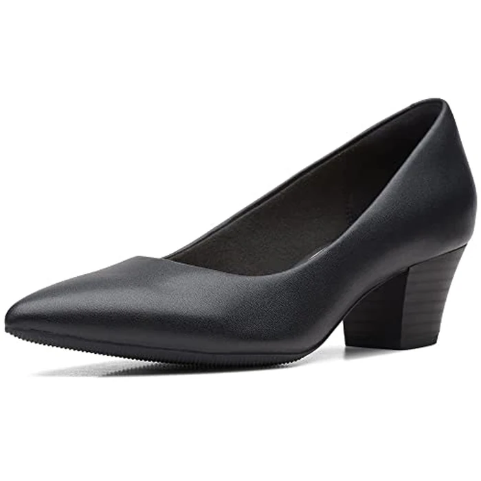 Clarks Womens Collection Pump, Black Leat, 8.5 Wide US by Clarks - Image 1