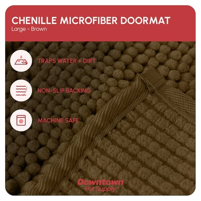 My Doggy Place - Ultra Absorbent Microfiber Dog Door Mat, Durable, Quick Drying, Washable, Prevent Mud Dirt, Keep Your House Clean (Brown, Large) - 36 x 26 inch by My Doggy Place - Image 2