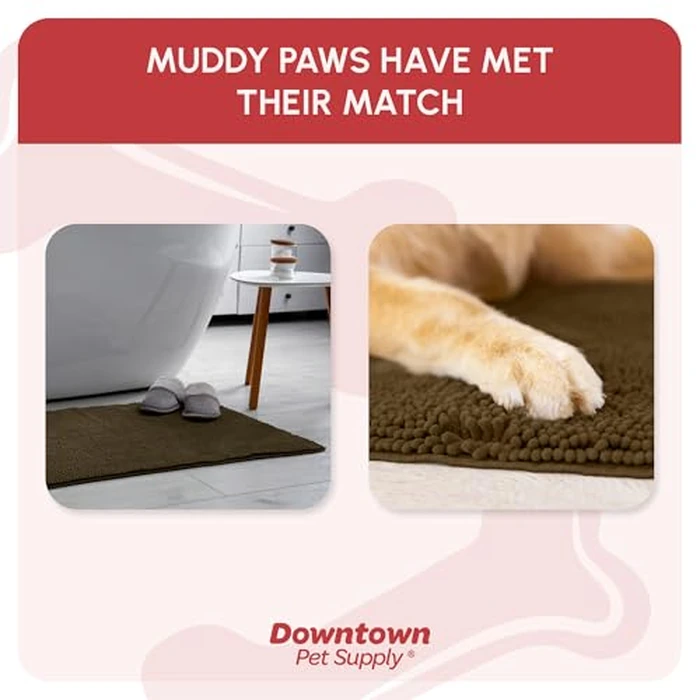 My Doggy Place - Ultra Absorbent Microfiber Dog Door Mat, Durable, Quick Drying, Washable, Prevent Mud Dirt, Keep Your House Clean (Brown, Large) - 36 x 26 inch by My Doggy Place - Image 3