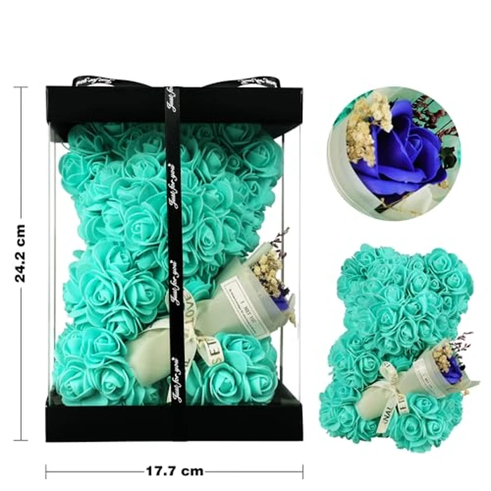 K KYMAKE Rose Bear Valentines Day Gifts for Her, Rose Teddy Bear Romantic Gifts for Girlfriend Wife Mom,Flower Bear with Rose Bouquet and 100 Languages I Love You Necklace by K KYMAKE - Image 6