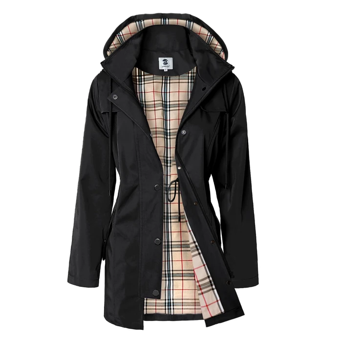 SaphiRose Women's Long Hooded Rain Jacket Outdoor Raincoat Windbreaker(Black,Small) by SaphiRose - Used - Like New condition