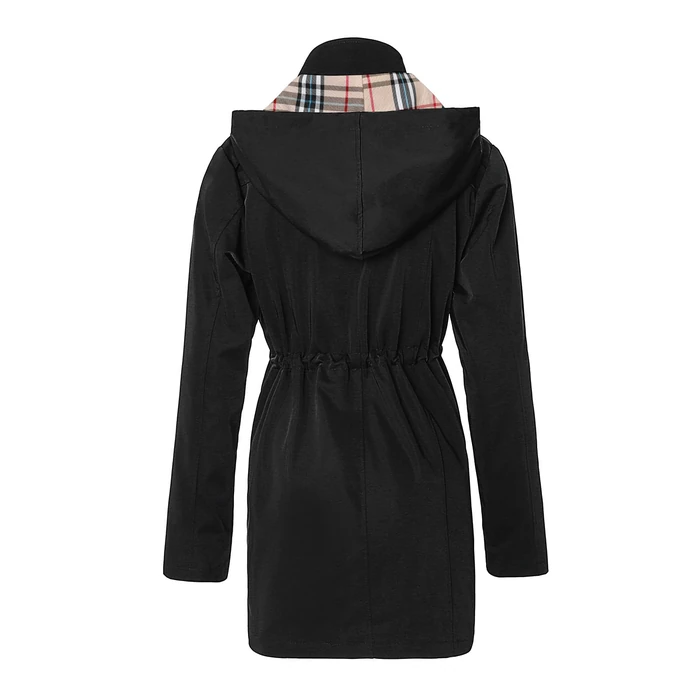 SaphiRose Women's Long Hooded Rain Jacket Outdoor Raincoat Windbreaker(Black,Small) by SaphiRose - Image 3