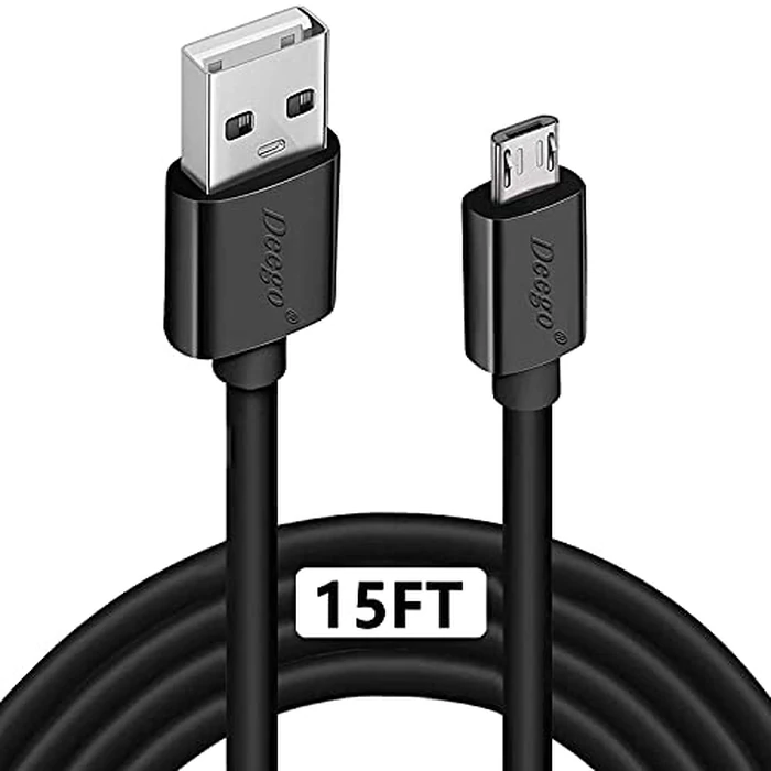 DEEGO Micro USB Cable, 15Ft Extra Long Controller Charger Compatible with PS4, PlayStation 4, Charger Cord Fast Android USB Charging Cable, Black by DEEGO - Used - Like New condition - US$7.19