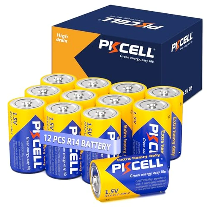 PKCELL C Batteries 12 Pack, R14P 1.5V C Size Batteries, R14P C Cell Battery Carbon Zinc Battery for Flashlights, Remotes, Clocks, Game Controllers, Shavers by PKCELL - Used - Very Good condition