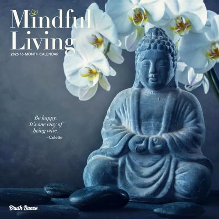 Mindful Living | 2025 12 x 24 Inch Monthly Square Wall Calendar | Brush Dance | Art Quotes Photography Inspiration by BrownTrout - Image 1