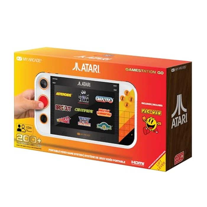 My Arcade Atari Gamestation Go: Rechargeable Battery, Over 200+ Preloaded Retro Video Games Including Pac-Man, Recharged, & Balls of Steel, Wi-Fi, Smartglow, 7 Inch Display by My Arcade - Used - Acceptable condition - US$111.37