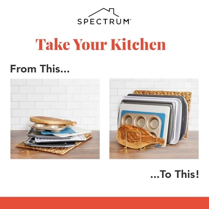 Spectrum Diversified Euro Kitchen Lid Organizer for Plates, Cutting Boards, Bakeware, Cooling Racks, Pots & Pans, Serving Trays, and Reusable Containers, Satin Nickel by Spectrum - Image 2