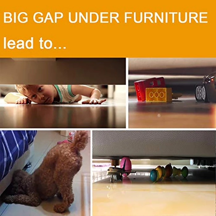 QIYIHOME Under Bed Blocker for Pets, Gap Bumper for Under Bed, Stop Things Going Under Bed or Sofa Couch, Toys Blocker for Cats Dogs, Easy to Install, Total 7" Height 90" Length, White by QIYIHOME - Image 4