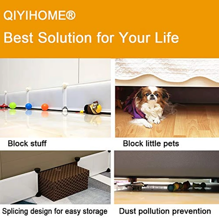 QIYIHOME Under Bed Blocker for Pets, Gap Bumper for Under Bed, Stop Things Going Under Bed or Sofa Couch, Toys Blocker for Cats Dogs, Easy to Install, Total 7" Height 90" Length, White by QIYIHOME - Image 5