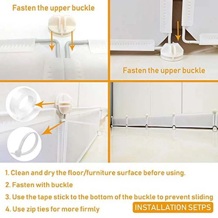 QIYIHOME Under Bed Blocker for Pets, Gap Bumper for Under Bed, Stop Things Going Under Bed or Sofa Couch, Toys Blocker for Cats Dogs, Easy to Install, Total 7" Height 90" Length, White by QIYIHOME - Image 7