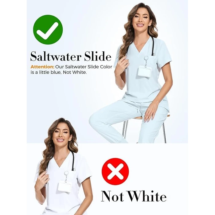 COZYFIT Scrubs for Women Set Medical Uniform - V-Neck Top & Straight Leg Pants with 9 Pockets, Unisex Workwear COZY SCRUBS, Saltwater Slide, XL by COZYFIT - Used - Like New condition