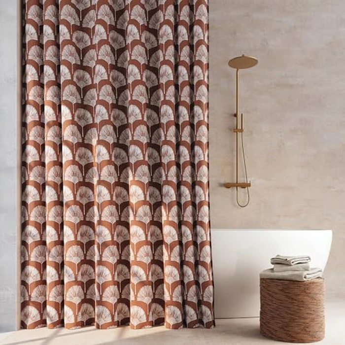 Indigo Road by Egypt Sherrod Meru Fan Leaf Block Print Shower Curtain, Terracotta, 70" W x 72" L by Indigo Road by Egypt Sherrod - Used - Very Good condition