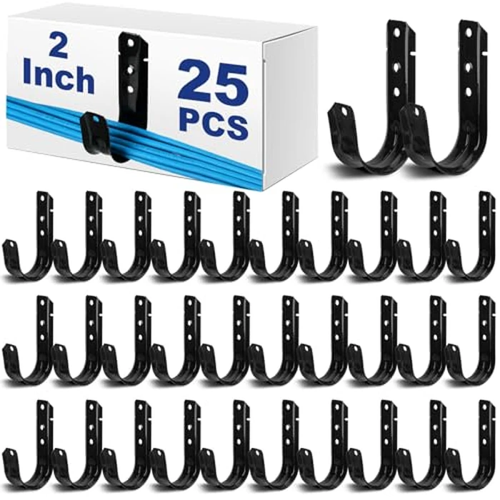 Zonon 25 Pcs Black Cable Support J Hooks for Hanging Heavy Duty Metal J Hook for Cable and Wire Management Galvanized Steel (2 Inch) by Zonon - Used - Like New condition