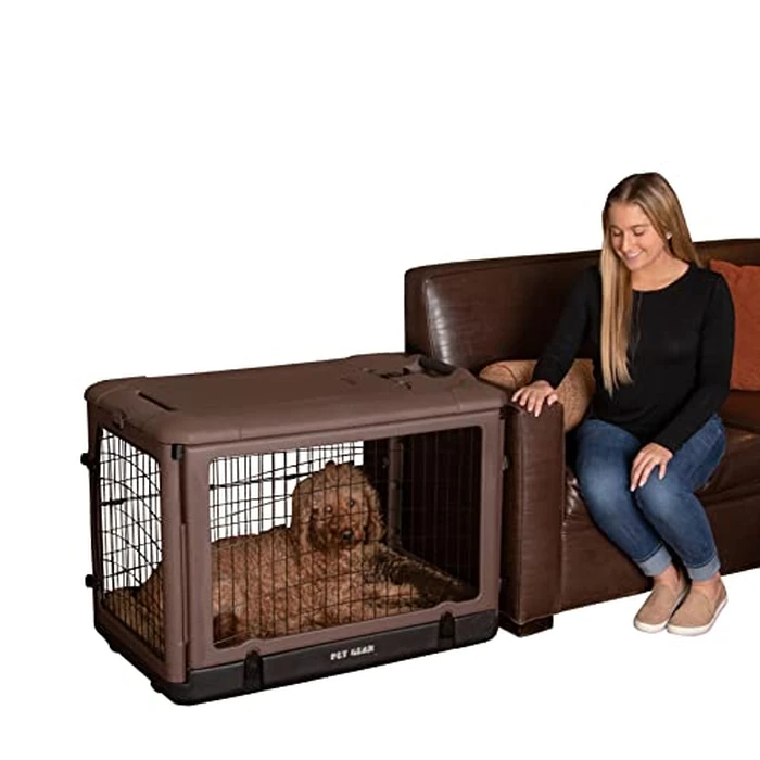 Pet Gear “The Other Door” 4 Door Steel Crate for Dogs/Cats with Garage-Style Door, Includes Plush Bed + Travel Bag, No Tools Required, 3 Models, 3 Colors by PET GEAR INC - Used - Very Good condition