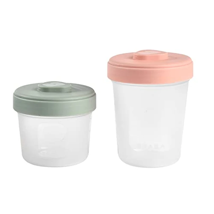 BEABA Clip Containers Set of 12 + 2 Spoons, Toddler Snack and Baby Food Storage Containers with Air Tight Lids, Writable Surface, Baby Travel Essential, (Eucalyptus) by Béaba - Image 3