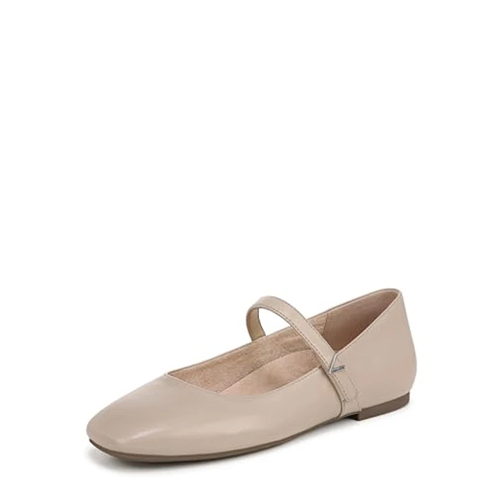 Vionic Women's Alameda Mary Jane Flat, Oatmeal Leather, 9 by Vionic - Used - Like New condition