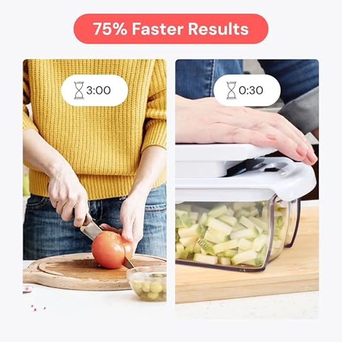 Fullstar Vegetable Chopper & Mandoline Slicer - Julienne Cutter Dicer Grater for Food Veggie Onion Cucumber Tomato Salad Potato Cheese - Kitchen Essentials & Gadgets (PRO 8-in-1, Black) by fullstar - Image 3
