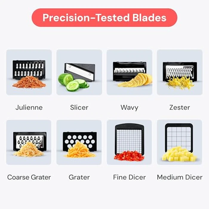 Fullstar Vegetable Chopper & Mandoline Slicer - Julienne Cutter Dicer Grater for Food Veggie Onion Cucumber Tomato Salad Potato Cheese - Kitchen Essentials & Gadgets (PRO 8-in-1, Black) by fullstar - Image 4