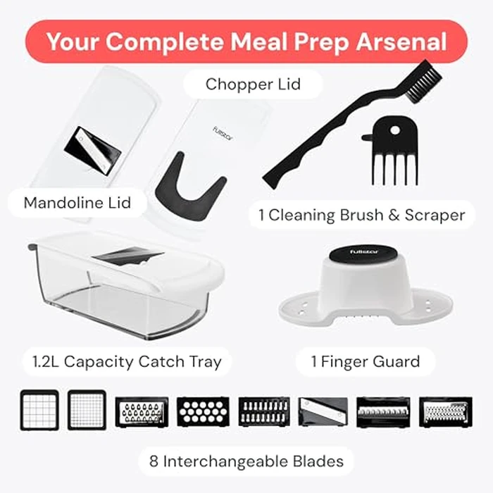Fullstar Vegetable Chopper & Mandoline Slicer - Julienne Cutter Dicer Grater for Food Veggie Onion Cucumber Tomato Salad Potato Cheese - Kitchen Essentials & Gadgets (PRO 8-in-1, Black) by fullstar - Image 8