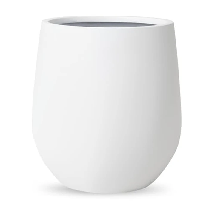 KUTE NEST 16.5" H x 15" D Premium Corso Fiberstone Round Tapered Planter with Drainage Hole, Weather Resistant for Indoor & Outdoor Use, Included 2 Extra Coco Mats (White, 11.5" Pot Opening) by KUTE NEST - Used - Good condition - US$98.39