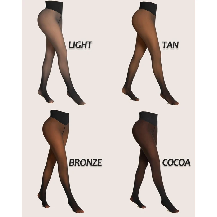 oufali One-Seam Fleece Lined Tights for Women Fake Sheer Thermal Leggings with Tummy Control & Butt Lifting Design - M/L Tan by oufali - Image 7
