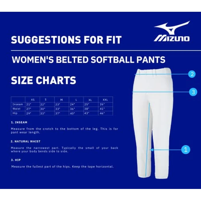 Mizuno Womens Select Low Rise Belted Pant L White, White, Large US by Mizuno - Image 3