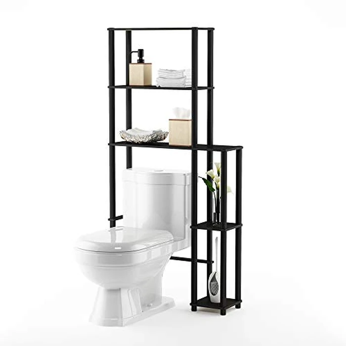 Furinno Turn-N-Tube Over The Toilet Storage, 5 Shelves Bathroom Organizer Space Saver Rack, Espresso/Black by Furinno - Image 4