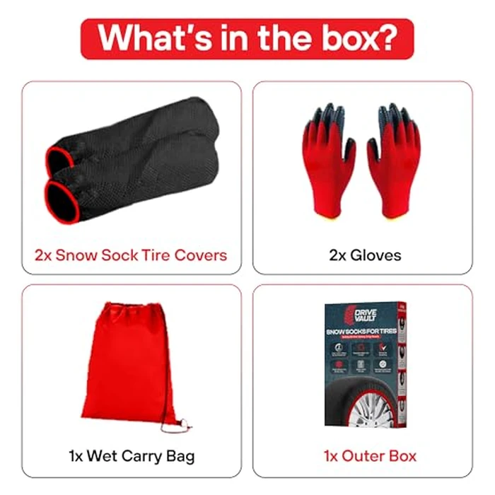 DRIVE VAULT Snow Socks for Tires | Alternative for Tire Snow Chains | Ultra Grip Series | Reusable Snow Traction Device for Passenger Cars SUVs Trucks Winter Emergency Accessory | Safe Winter Driving by DRIVE VAULT - Image 8