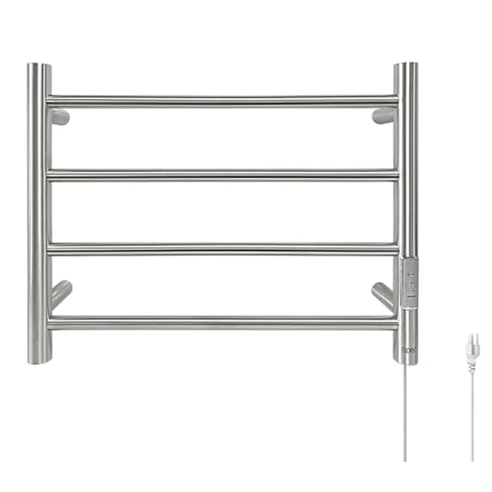 R FLORY Towel Warmer Heated Towel Rack All-Night Warm Bathroom Plug-in Heated Drying Rack with Timer Fast Heating (Nickel, 4 Bars) by R FLORY - Used - Very Good condition