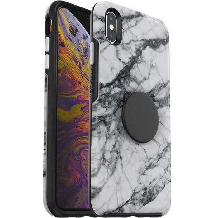 Otterbox Otter + Pop Symmetry Series Phone Case for iPhone XS Max - White Marble (White/Black Graphic) by Otterbox - Refurbished - Brand New condition