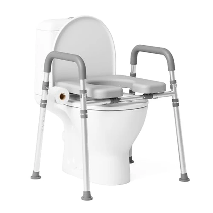 Loyoda Toilet Seat Risers for Seniors, Raised Toilet Seat with Padded Handles & Seat, 400 LBS Raised Toilet Seat with Adjustable Height & Width for Pregnant, Disabled, Handicapped,(Gray) by Loyoda - Image 1