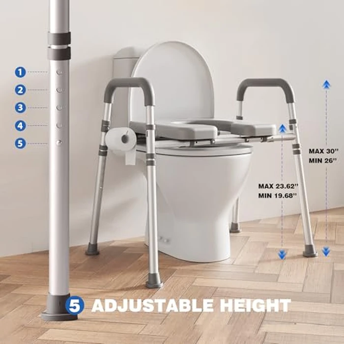 Loyoda Toilet Seat Risers for Seniors, Raised Toilet Seat with Padded Handles & Seat, 400 LBS Raised Toilet Seat with Adjustable Height & Width for Pregnant, Disabled, Handicapped,(Gray) by Loyoda - Image 3