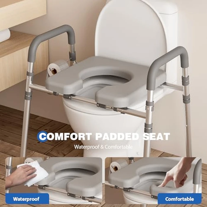 Loyoda Toilet Seat Risers for Seniors, Raised Toilet Seat with Padded Handles & Seat, 400 LBS Raised Toilet Seat with Adjustable Height & Width for Pregnant, Disabled, Handicapped,(Gray) by Loyoda - Image 6