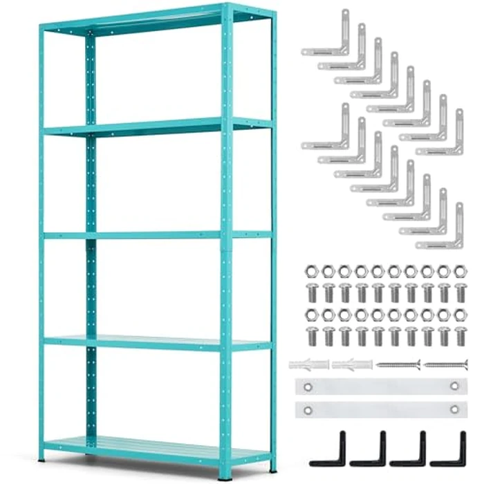GarveeLife 5-Shelf Shelving, Storage Shelves Metal Bookshelves, Adjustable Garage Shelving Heavy Duty Storage Rack Pantry Shelf Kitchen Shelving, 68’’H X35’’W X12’’D，Green by GarveeLife - Used - Good condition