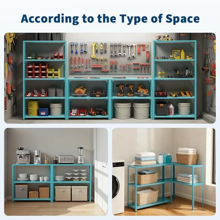 GarveeLife 5-Shelf Shelving, Storage Shelves Metal Bookshelves, Adjustable Garage Shelving Heavy Duty Storage Rack Pantry Shelf Kitchen Shelving, 68’’H X35’’W X12’’D，Green by GarveeLife - Image 4