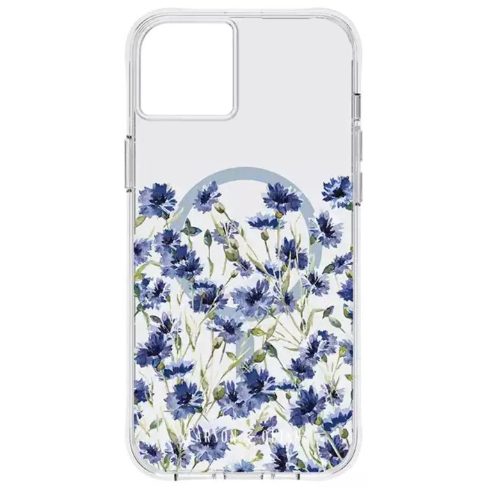Carson & Quinn Royalty Blue Flowers Phone Case with MagSafe Case for iPhone 14 Plus - Clear/Blue by Carson & Quinn - Refurbished - Excellent condition