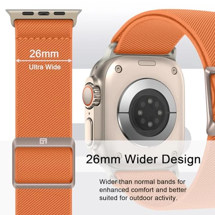 Suphart Compatible with Apple Watch Band 42mm 41mm 40mm 38mm for Men Women Stretchy Solo Loop Band Nylon Sport Band Designed for Apple Watch SE Series 10 9 8 7 6 5 4, Orange by Suphart - Image 2