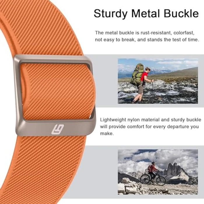 Suphart Compatible with Apple Watch Band 42mm 41mm 40mm 38mm for Men Women Stretchy Solo Loop Band Nylon Sport Band Designed for Apple Watch SE Series 10 9 8 7 6 5 4, Orange by Suphart - Image 3
